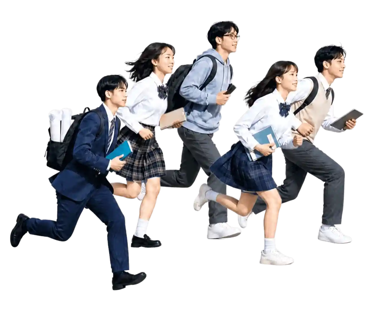 五位學生一起奔向世界